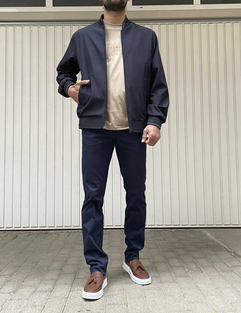 Ανδρικό μπλε ελαφρύ Bomber Plus Size D1900B φωτογραφία